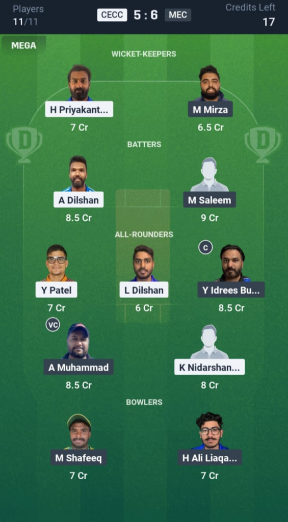 CECC vs MEC Dream11