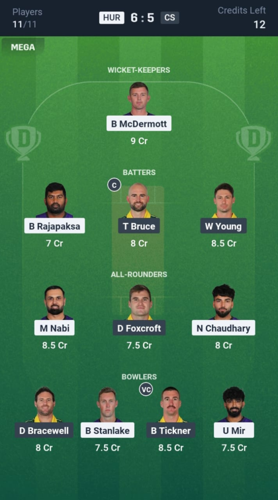 HUR vs CS Dream11