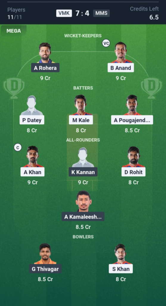 VMK vs MMS Dream11