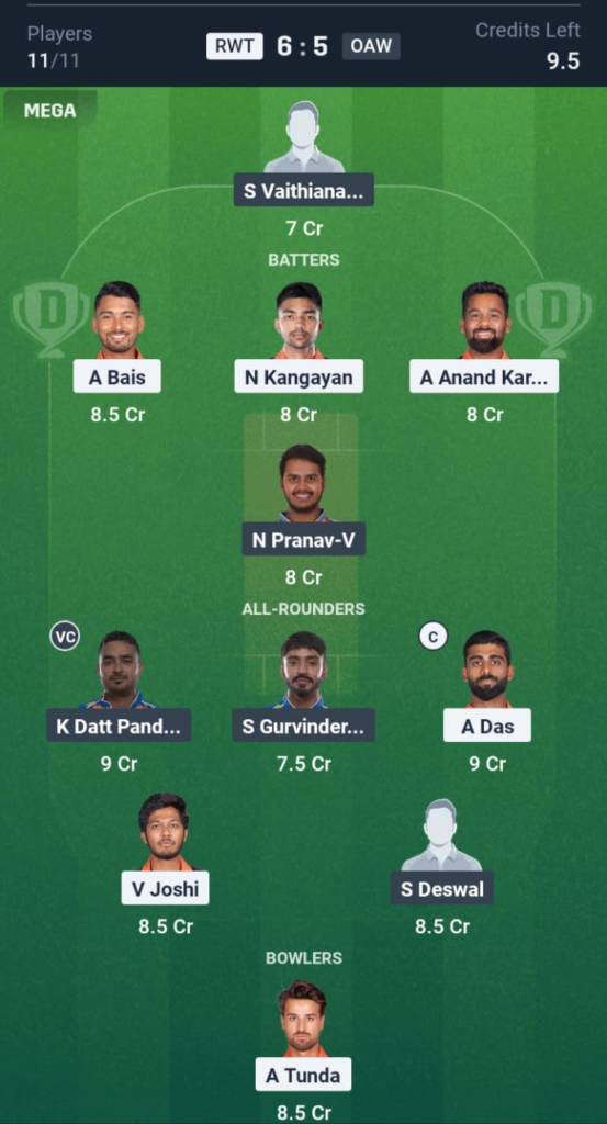 RWT vs OAW Dream11