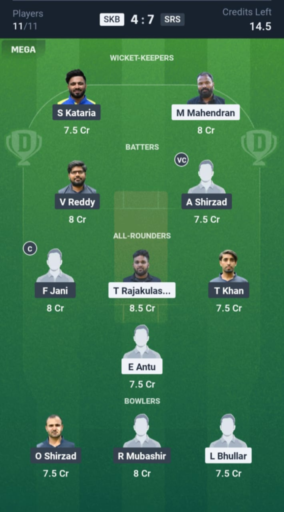 SKB vs SRS Dream11