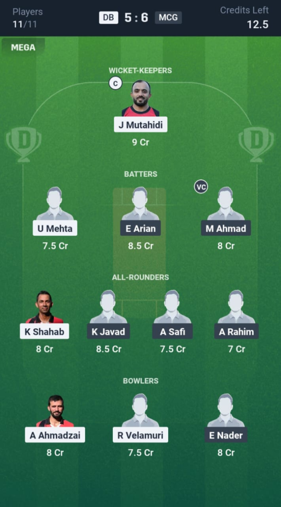 DB vs MCG Dream11