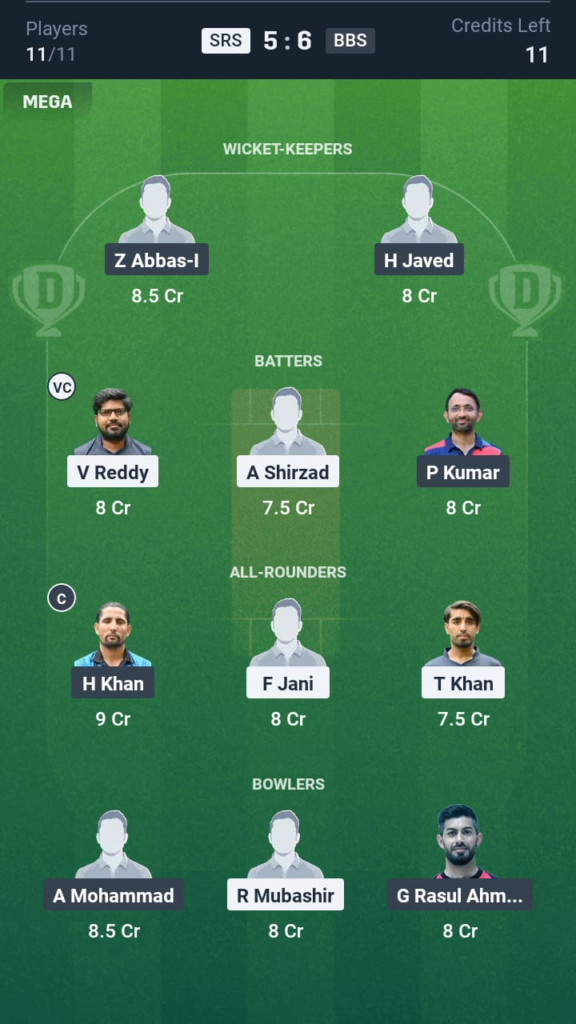 SRS vs BBS Dream11