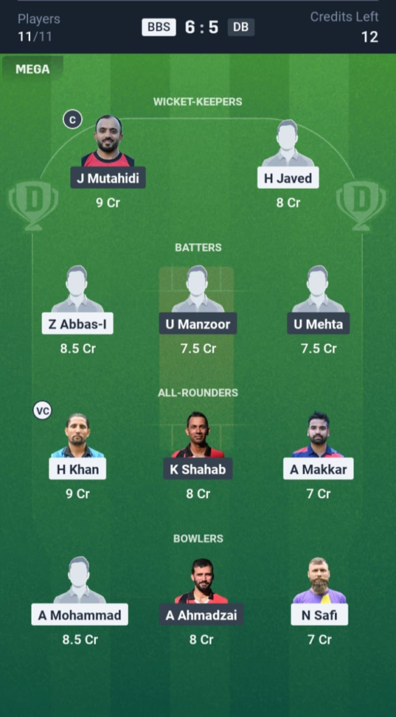 BBS vs DB Dream11