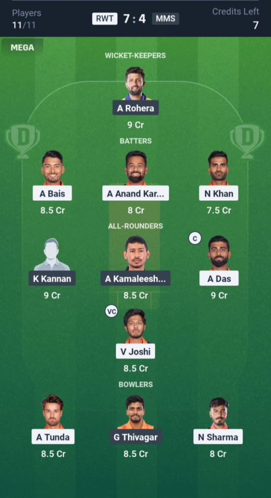 RWT vs MMS Dream11