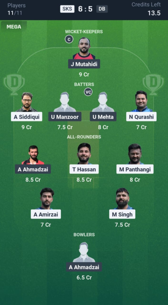 SKS vs DB Dream11