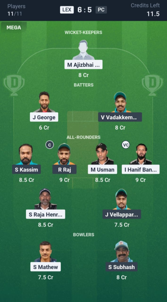 LEX vs PC Dream11