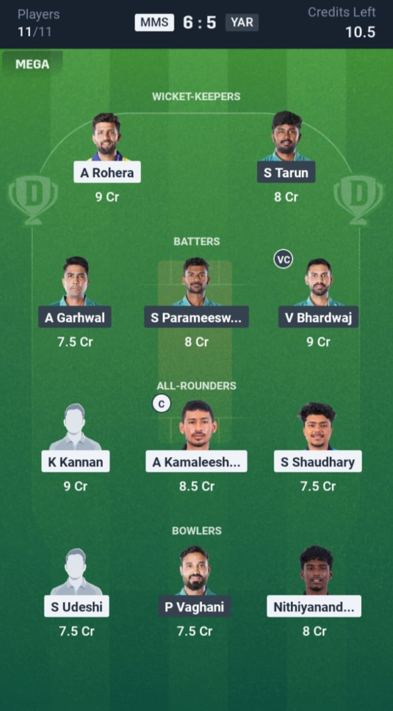 MMS vs YAR Dream11