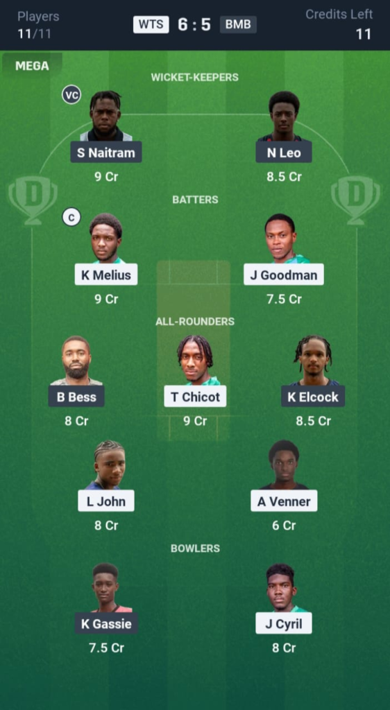 WTS vs BMB Dream11