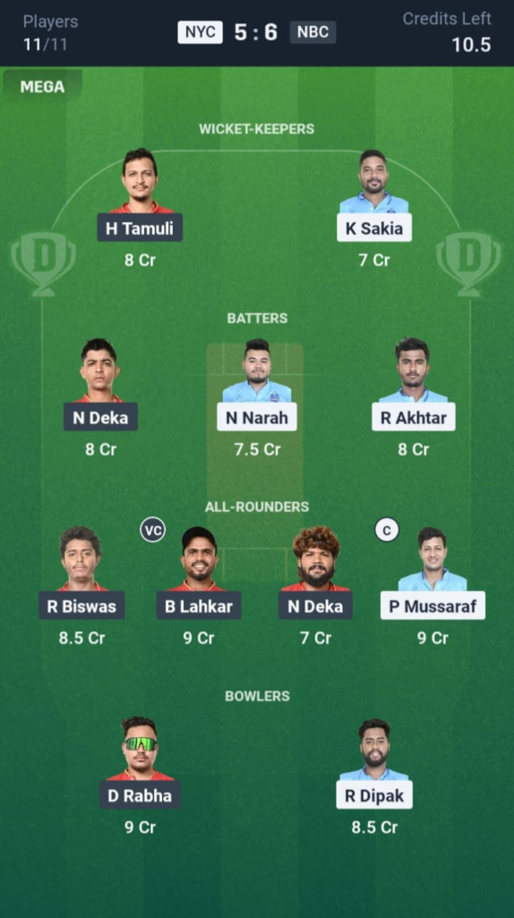 NYC vs NBC Dream11