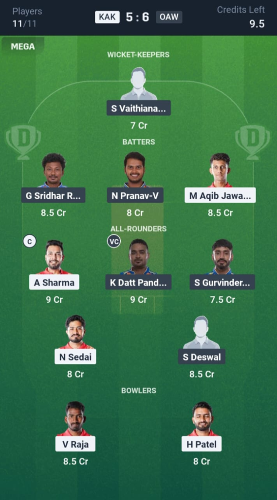 KAK vs OAW Dream11