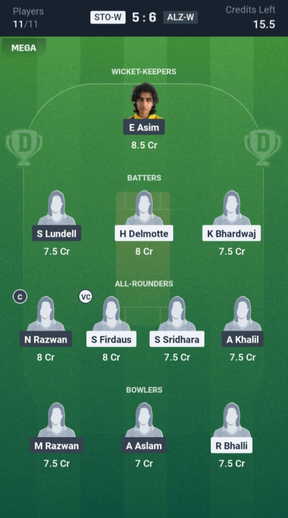 STO-W vs ALZ-W Dream11
