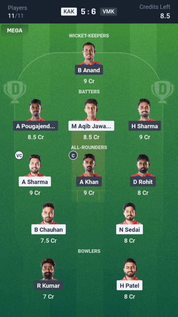 KAK vs VMK Dream11