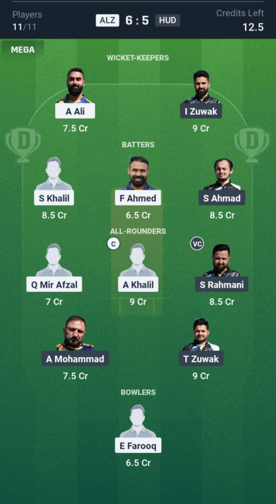ALZ vs HUD Dream11
