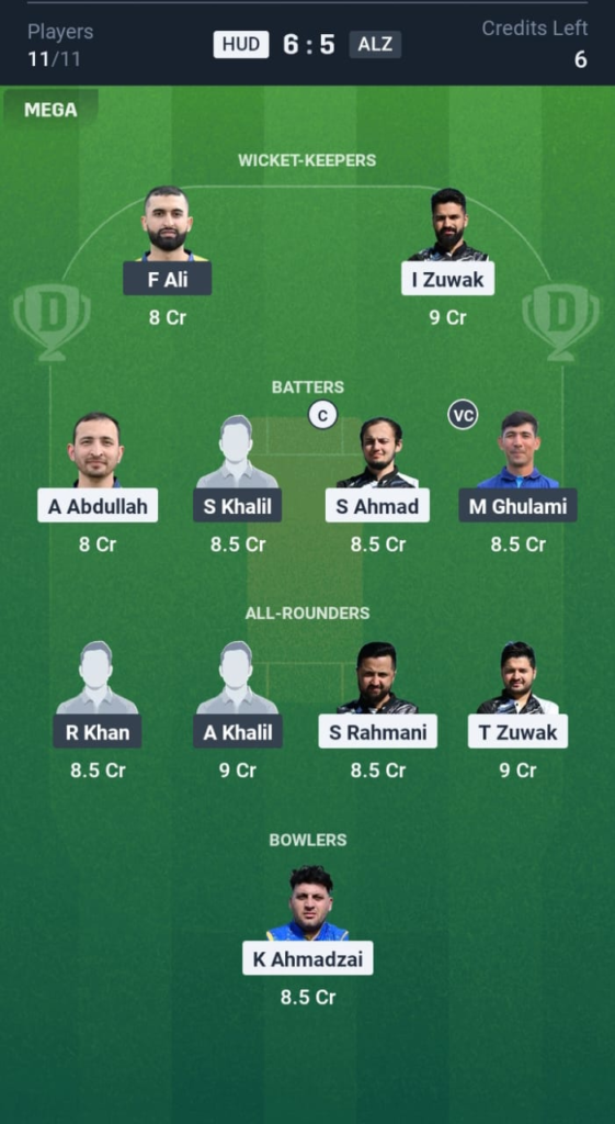 HUD vs ALZ Dream11