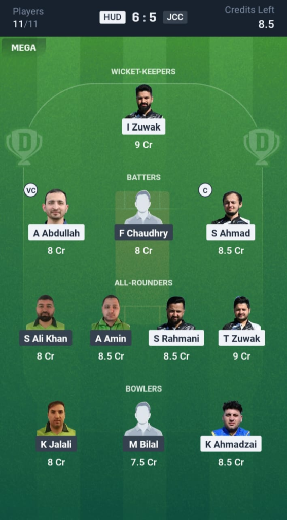 HUD vs JCC Dream11