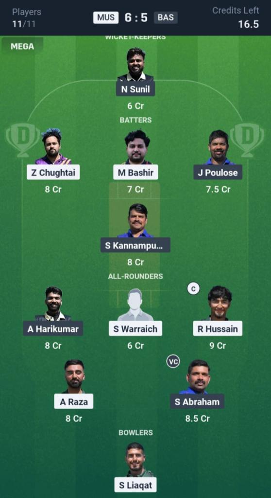 MUS vs BAS Dream11