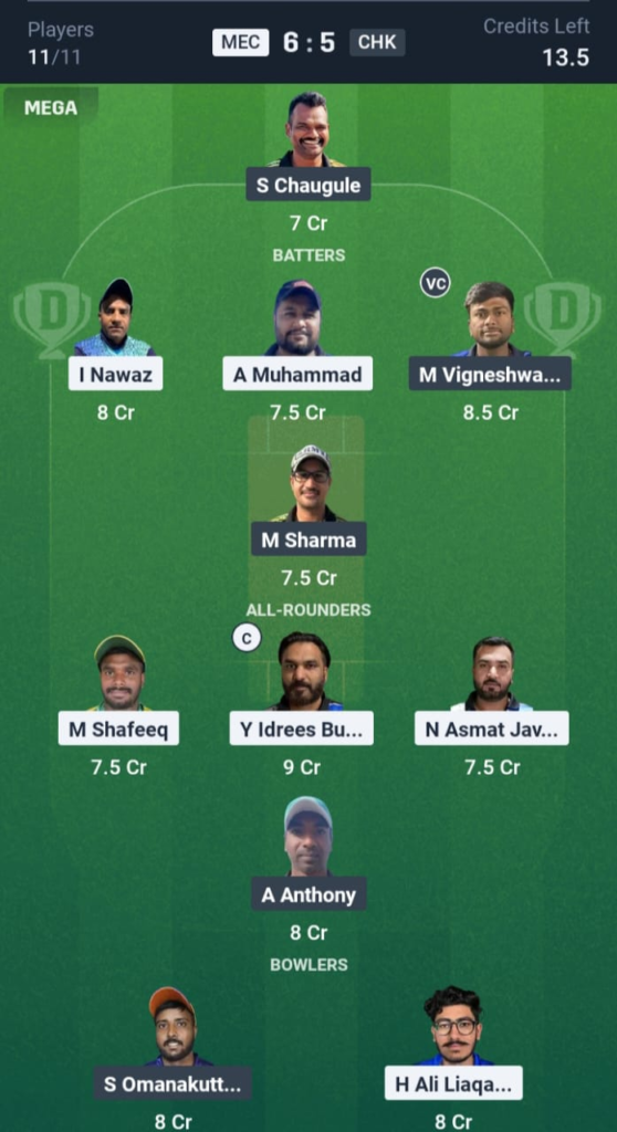 MEC vs CHK Dream11