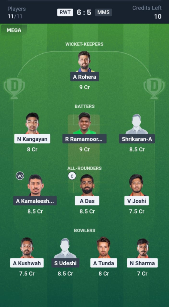RWT vs MMS Dream11