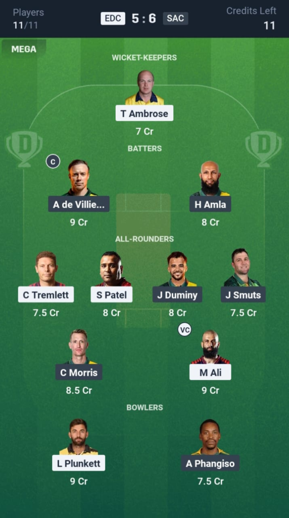 EDC vs SAC Dream11