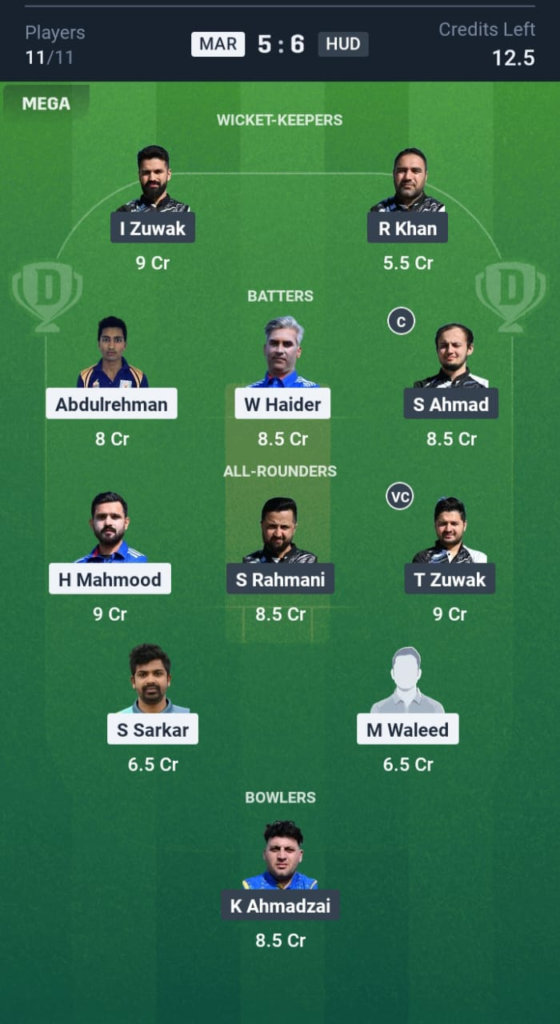 MAR vs HUD Dream11