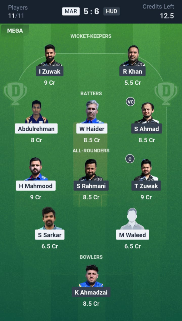 MAR vs HUD Dream11