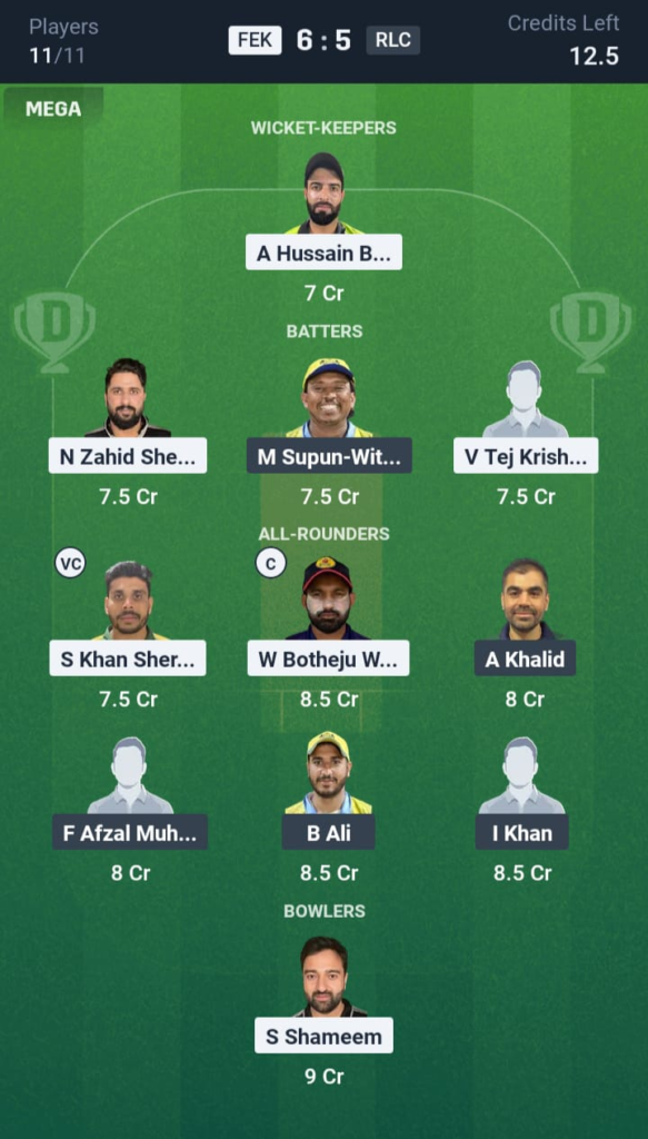 FEK vs RLC Dream11
