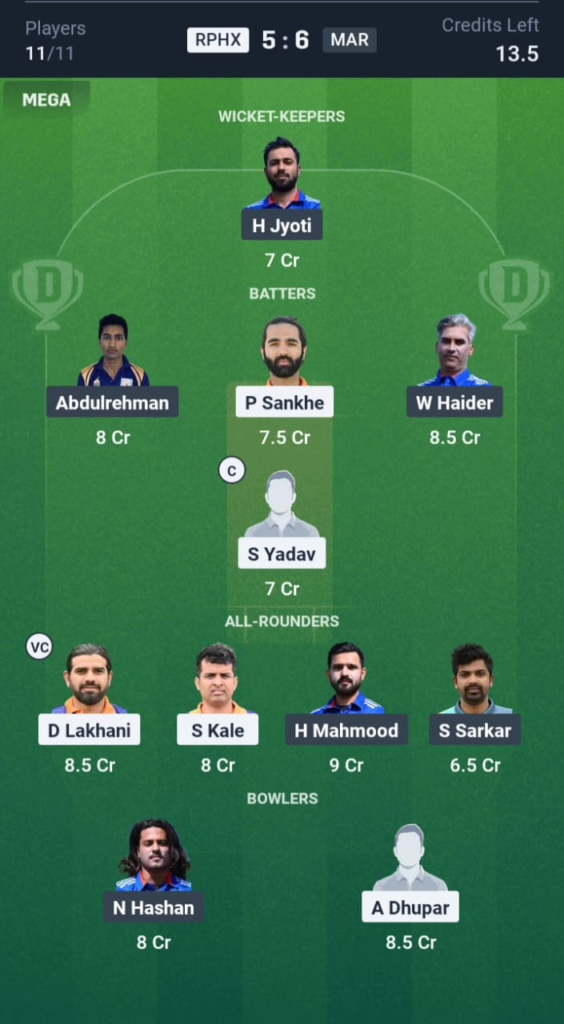 RPHX vs MAR Dream11