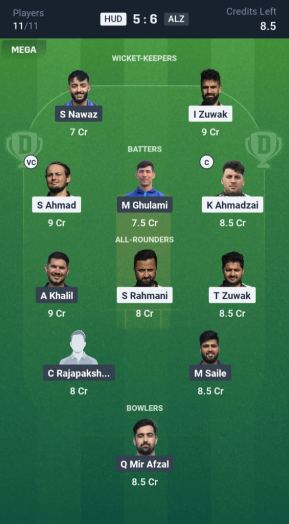 HUD vs ALZ Dream11