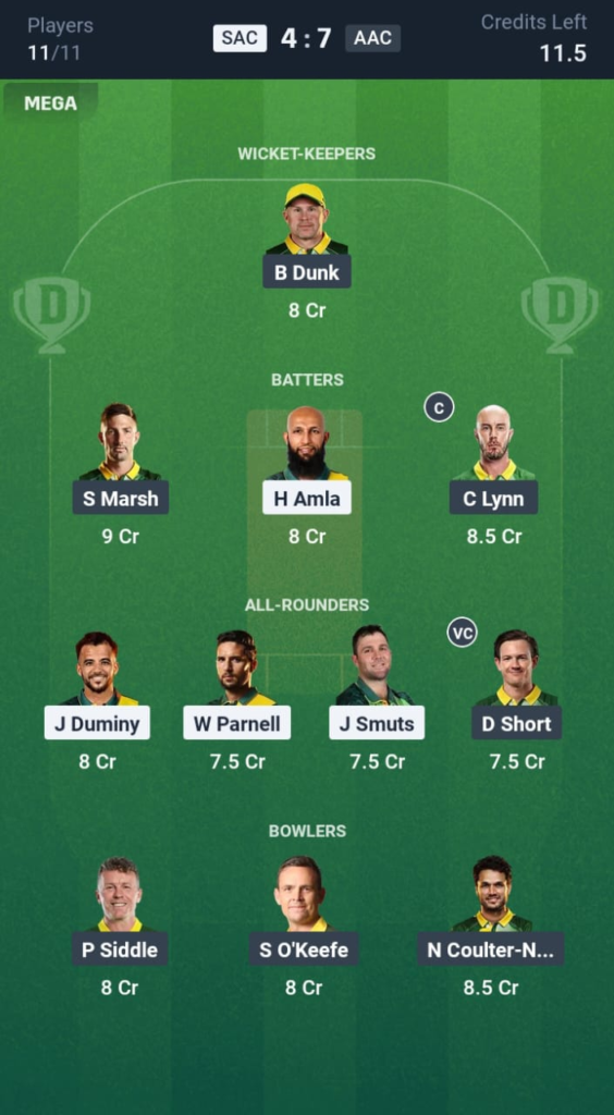 SAC vs AAC Dream11