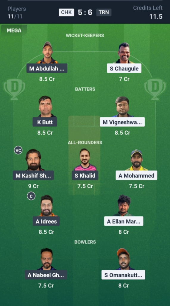 CHK vs TRN Dream11
