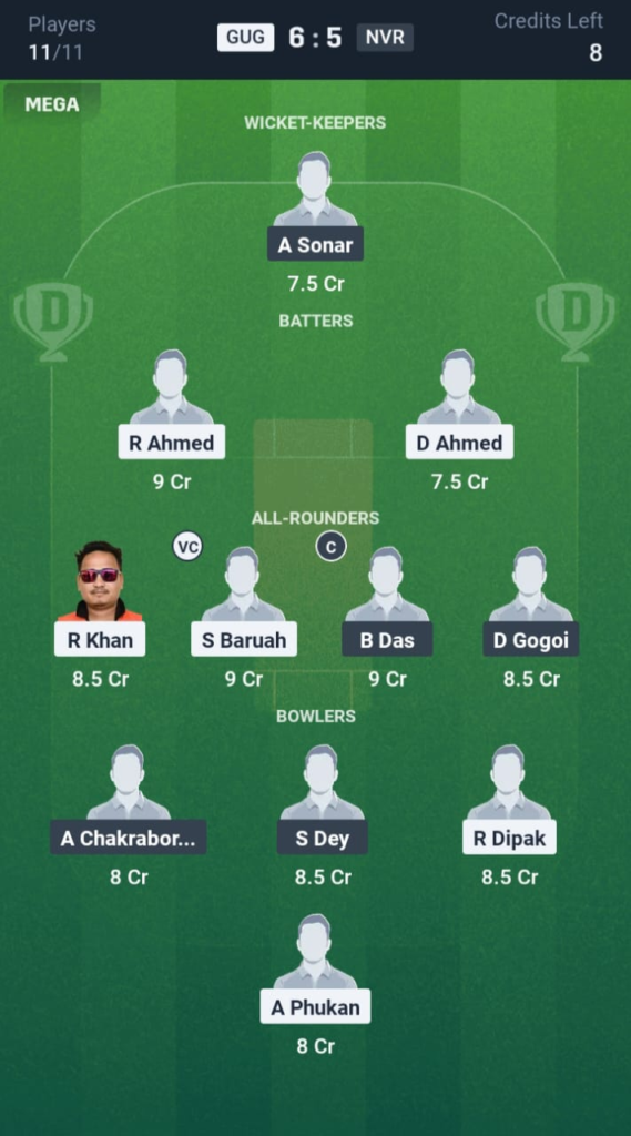 GUG vs NVR Dream11
