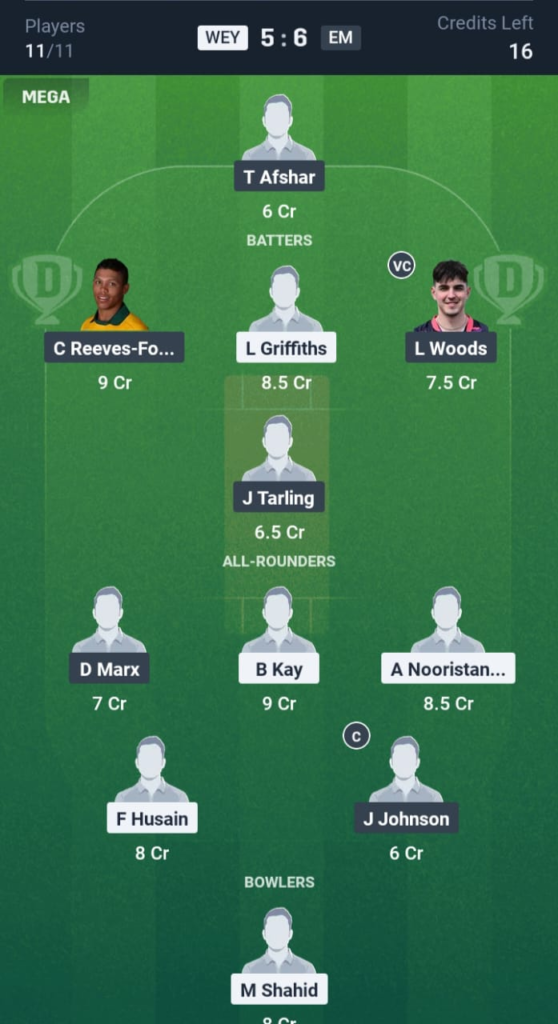 WEY vs EM Dream11