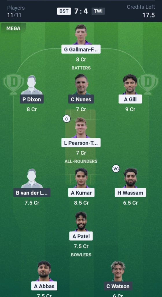 BST vs TWI Dream11