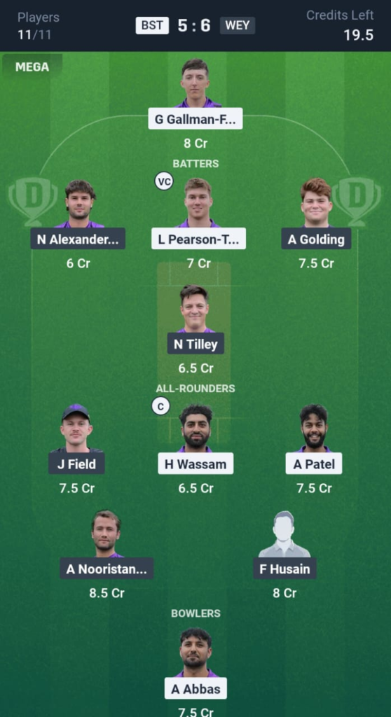 BST vs WEY Dream11