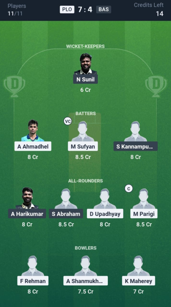 PLO vs BAS Dream11