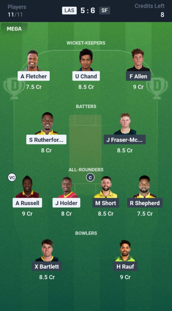 LAS vs SF Dream11