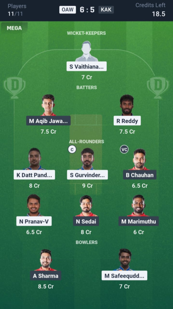 OAW vs KAK Dream11