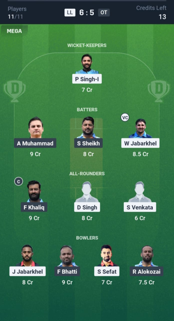 LL vs OT Dream11