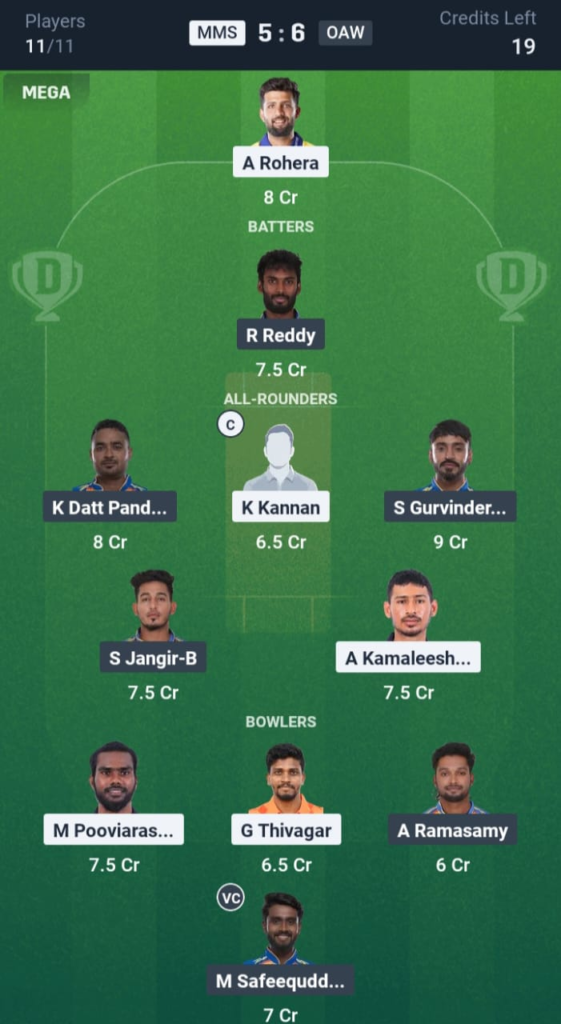 MMS vs OAW Dream11