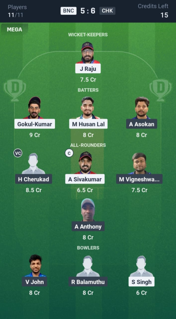 BNC vs CHK Dream11