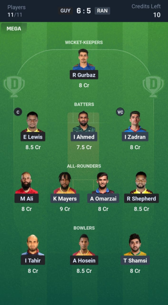 GUY vs RAN Dream11