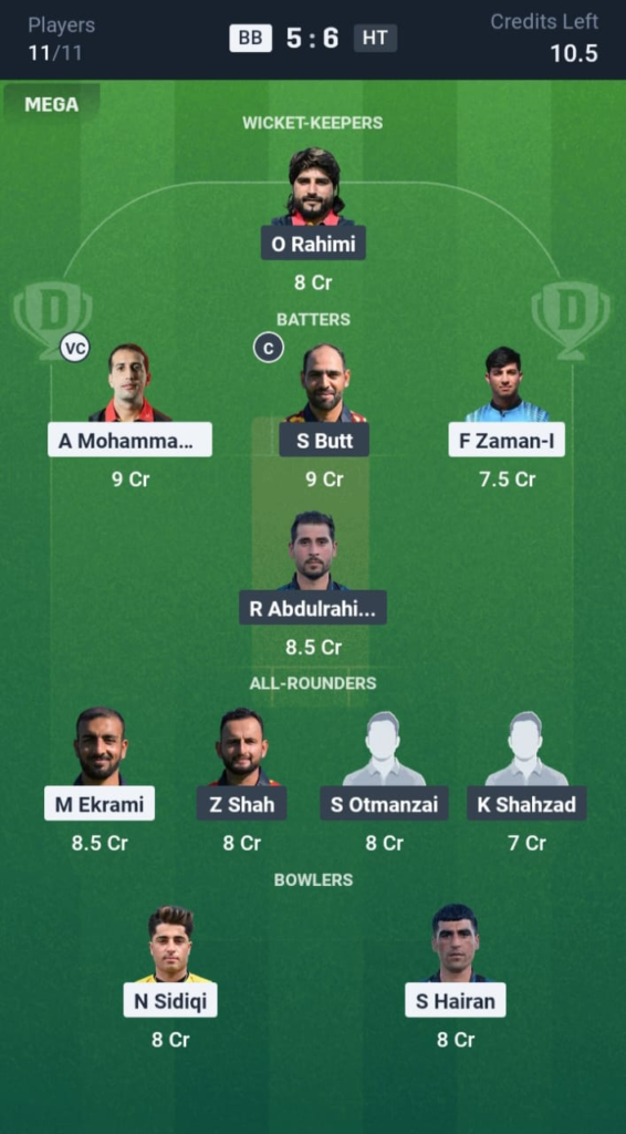 BB vs HT Dream11