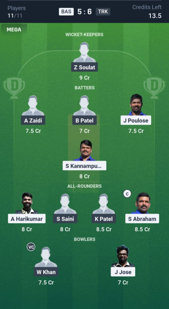 BAS vs TRK Dream11