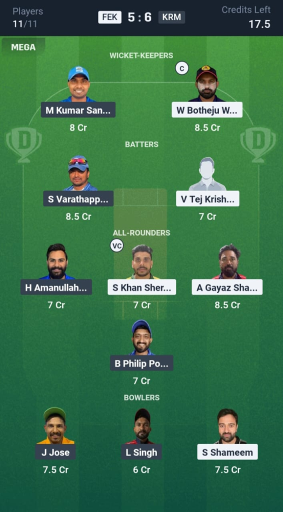 FEK vs KRM Dream11