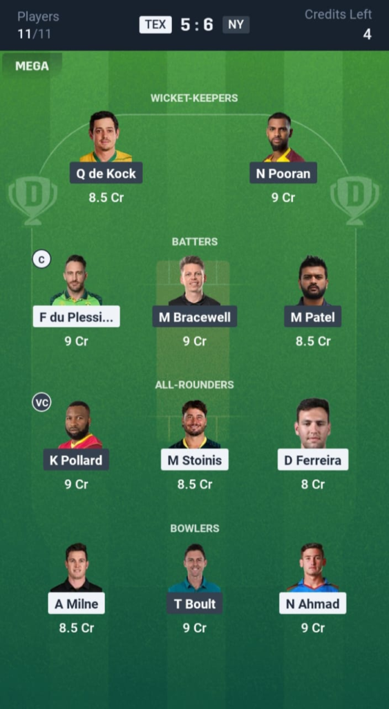 TEX vs NY Dream11