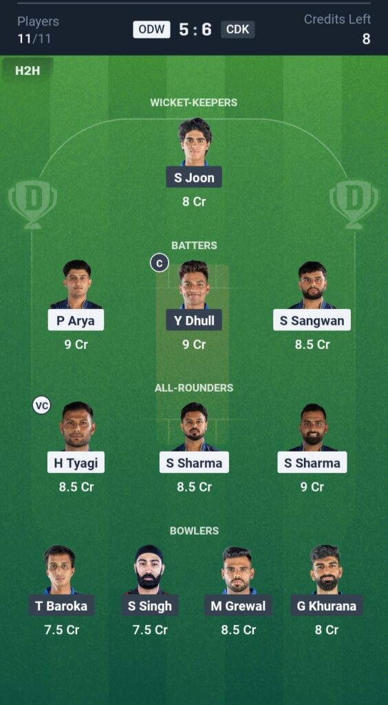 ODW vs CDK Dream11