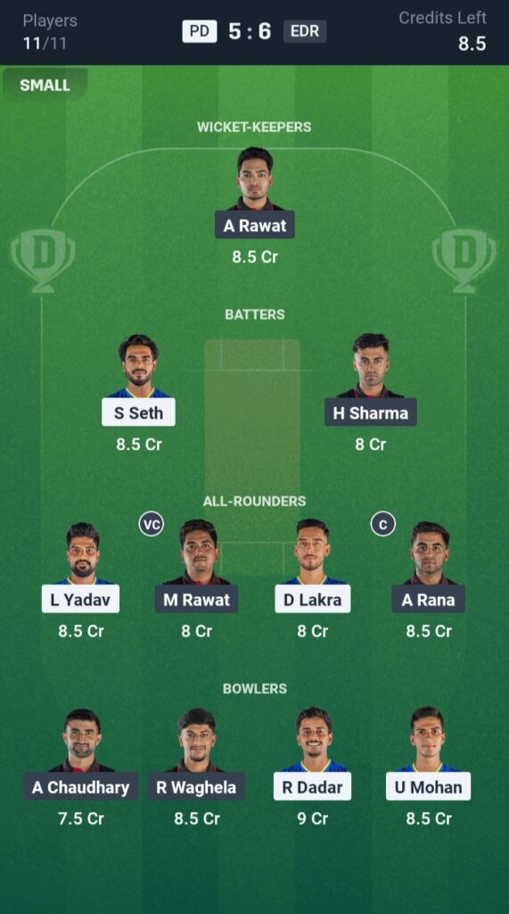PD vs EDR Dream11