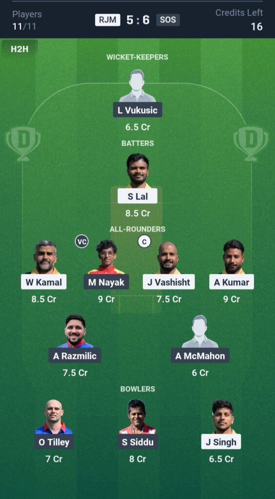 RJM vs SOS Dream11