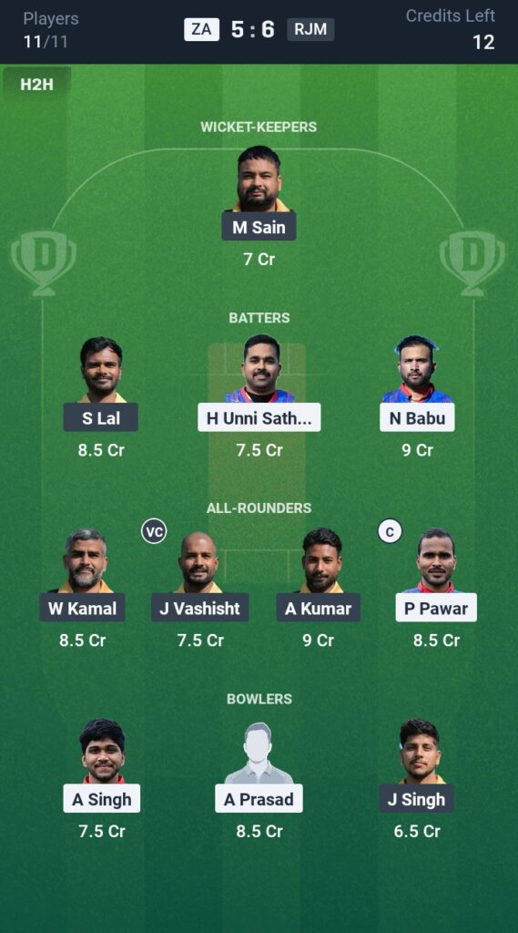 ZA vs RJM Dream11